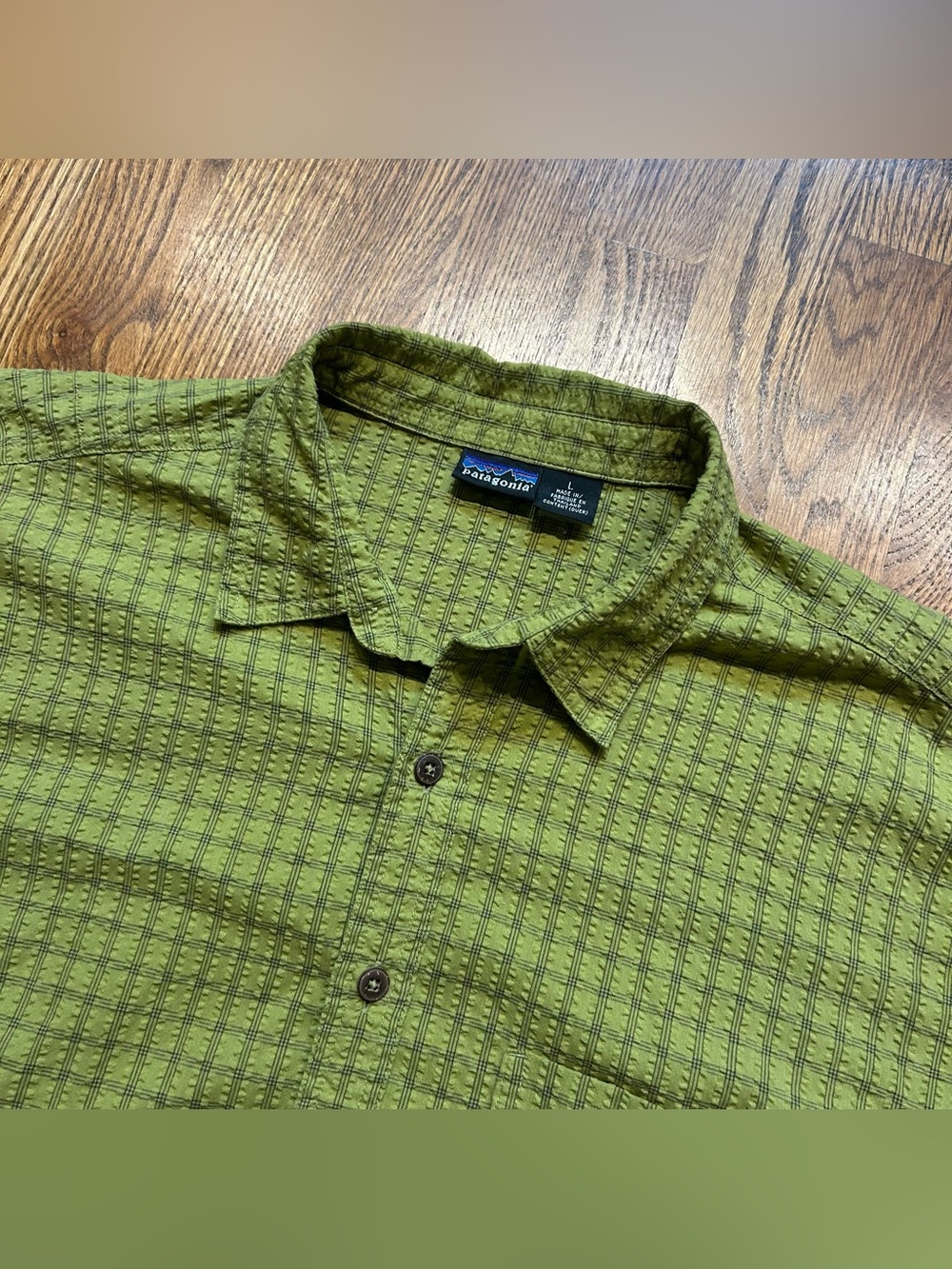 90s Patagonia Puckerware Short Sleeve Button Up Shirt Green Sz Large Men’s